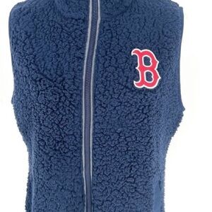 Antigua Navy Sherpa Vest with Red Accent Boston Red Sox Logo